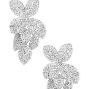 SHASHI Alisa Drop Earring in 14K Silver flower diamond dangle tassle